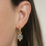 Smoke Venetian Glass Intaglio "Pegasus, Goddess and Moon" Earring Charms