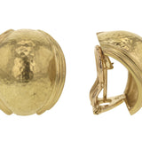 Gold Puff Oval Earrings