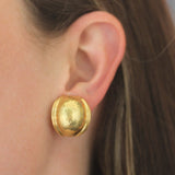 Gold Puff Oval Earrings