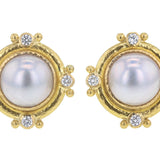 Mabe Pearl and Diamond Earrings