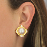 Mabe Pearl and Diamond Earrings