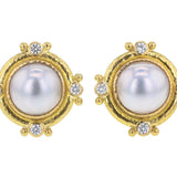 Mabe Pearl and Diamond Earrings