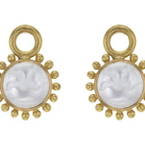 Crystal Venetian Glass Intaglio Cabochon "Tiny Griffin" With Granulation Earring Charms For Hoops