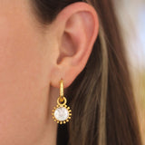 Crystal Venetian Glass Intaglio Cabochon "Tiny Griffin" With Granulation Earring Charms For Hoops