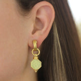 Lime Venetian Glass Intaglio "Donna Putto" Double-Banded Cheerio Drop Earrings