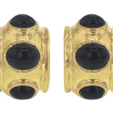 Cabochon Onyx Earrings in Puffy Bezel