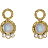 Round Cabochon and Faceted Moonstone Earring Charms