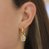 Round Cabochon and Faceted Moonstone Earring Charms