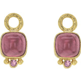 Cushion Cabochon and Faceted Pink Tourmaline Earring Charms for Hoops