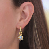Round Cabochon and Faceted Aquamarine Earring Charms