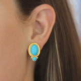 Vertical Oval Turquoise Earrings