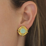 Nile Venetian Glass Intaglio "Tiny Griffin" Earrings with Faceted Peridot