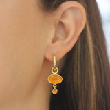 Amber Venetian Glass Intaglio "Flying Pegasus" and Citrine Earring Charms for Hoops