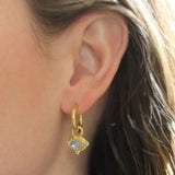 Horizontal Oval Cabochon Moonstone Earring Charms for Hoops with Faceted Moonstones