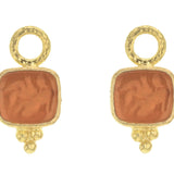 Amber Venetian Glass Intaglio "Pegasus, Goddess and Moon" Earring Charms