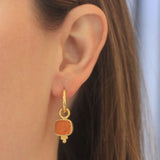 Amber Venetian Glass Intaglio "Pegasus, Goddess and Moon" Earring Charms