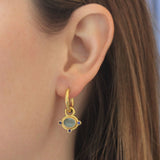 Smoke Venetian Glass Intaglio "Micro Horse" Earring Charms for Hoops with Faceted Iolites