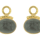 Smoke Venetian Glass Intaglio "Cab Equestrian" with Topknot Earring Charms for Hoops