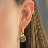 Smoke Venetian Glass Intaglio "Cab Equestrian" with Topknot Earring Charms for Hoops
