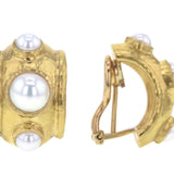 Freshwater Pearls Set in Puffy Bezel Earrings