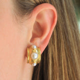 Freshwater Pearls Set in Puffy Bezel Earrings