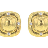 Square Gold Dome Earrings with Diamonds