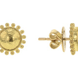 Gold Dome Stud Earrings With Granulation