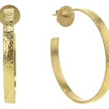 Flat Ribbon Hammered Hoops with Post and Butterfly Back, 39mm