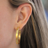Flat Ribbon Hammered Hoops with Post and Butterfly Back, 39mm