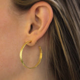 Flat Ribbon Hammered Hoops with Post and Butterfly Back, 39mm