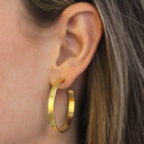 Flat Ribbon Hammered Hoops with Post and Butterfly Back, 39mm