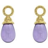 Amethyst Drop Earring Charms With Acorn Caps