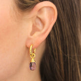 Amethyst Drop Earring Charms With Acorn Caps