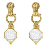 Crystal Venetian Glass Intaglio "Donna Putto" Double-Banded Cheerio Drop Earrings