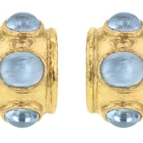 Puffy Cabochon Aquamarine Hoop Earrings