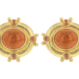 Amber Venetian Glass Intaglio "Cab Quadriga" & Cabochon Citrine Earrings
