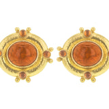 Amber Venetian Glass Intaglio "Cab Quadriga" & Cabochon Citrine Earrings