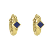 Baby Hammered Hoops With Blue Sapphire Set En Pointe