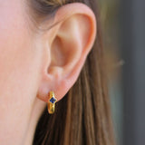 Baby Hammered Hoops With Blue Sapphire Set En Pointe