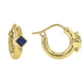 Baby Hammered Hoops With Blue Sapphire Set En Pointe