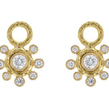 Round Diamond Earring Charms with Diamond Halo for Hoops