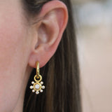 Round Diamond Earring Charms with Diamond Halo for Hoops