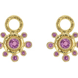 Faceted Pink Sapphire Earring Charms with Pink Sapphire Halo for Hoops