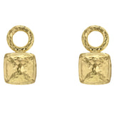 Gold Domed Square Cushion Earring Charms for Hoops