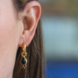 Pear Shaped Cabochon Onyx and Faceted Black Spinel Triad Earring Charms For Hoops