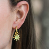 Lime Venetian Glass Intaglio "Man in the Moon" Earring Charms With Faceted Peridot Halo