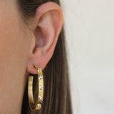 Diamond Narrow Flat Ribbon Hoop Earrings