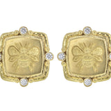 Gold Cushion "Bee" with Diamonds and Side Gold Dots