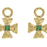 Small Maltese Cross Earring Charms for Hoops with Tsavorite Center