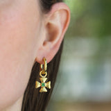 Small Maltese Cross Earring Charms for Hoops with Tsavorite Center